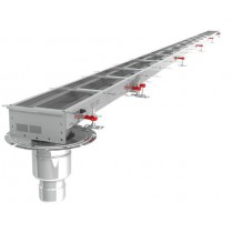 Caniveau Modul 200, L 7000 x l 200 mm, sortie verticale en bout, Ø 110 mm, telesc platine DN157/110, 3,9 l/s