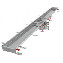 Caniveau Modul 200, sortie horizontale centrée, boitier 157/DN110, Longueur 2500 mm