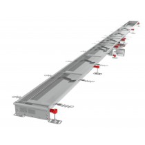 Caniveau Modul 200, L 4500 x l 200 mm, sortie horizontale centrée, Ø 110 mm, telesc platine DN157/110, 3,2 l/s