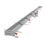 Caniveau Modul 200, L 4500 x l 200 mm, sortie horizontale centrée, Ø 110 mm, telesc platine DN157/110, 3,2 l/s