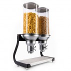 Distributeur d'aliments secs gamme "Serveur Pro" plateau en aluminium et support noir 2 x 13.5 L