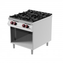 Cuisinière à gaz, avec 4 brûleurs, sans portes, profondeur 900 mm