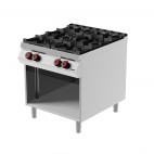 Cuisinière à gaz, avec 4 brûleurs, sans portes, profondeur 900 mm