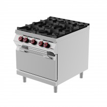 Cuisinière à gaz, avec 4 brûleurs, portes battantes, profondeur 900 mm
