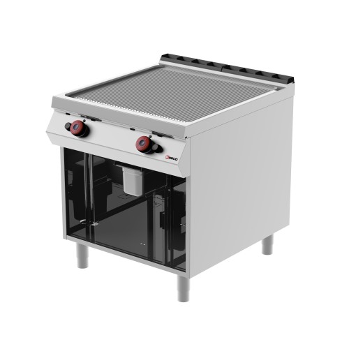 Fry top gaz, plaque nervurée, sans porte, profondeur 900 Fry top gaz, plaque nervurée, sans porte, profondeur 900