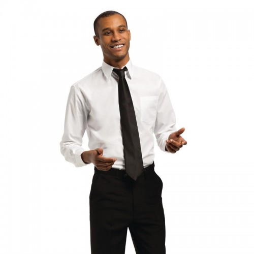 Chemise unisexe Uniform Works manches longues, blanche Chemise unisexe Uniform Works manches longues, blanche