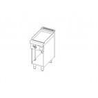 Fry top gaz, plaque lisse, sans porte, profondeur 720