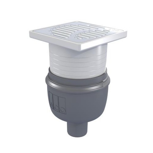 Siphon Showerdrain Easyflow Plastique couv Sphere 150x150 mm inox 304 brillante sortie verticale Ø 50 mm Siphon Showerdrain Easyflow Plastique couv Sphere 150x150 mm inox 304 brillante sortie verticale Ø 50 mm