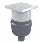 Siphon Showerdrain Easyflow Plastique, couv Sphere 150x150, inox 304 brillante, sortie verticale, DN50, GE50mm