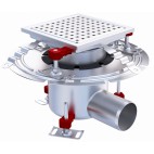 Siphon téléscopique Epur HygieneFirst avec grilles inox perforées 200 x 200 mm sortie horizontale Ø 157 mm 2,9 L/s