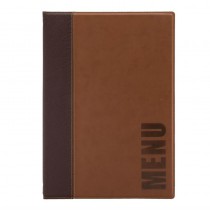 Protège-menu contemporain Securit marron clair, cuir synthétique