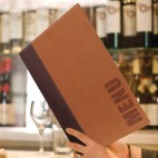Protège-menu contemporain Securit marron clair, cuir synthétique