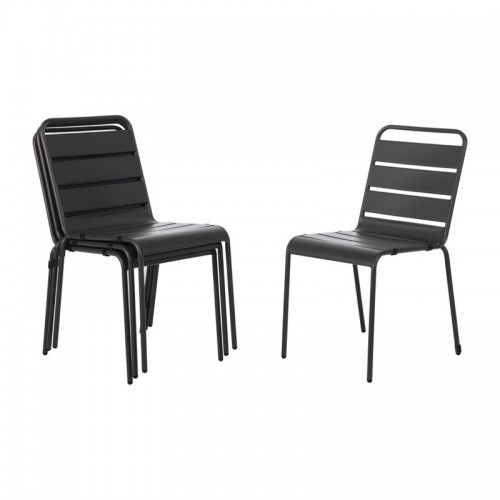 Chaise à lattes en acier, grise, lot de 4 Chaise à lattes en acier, grise, lot de 4