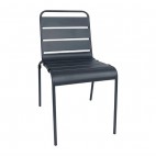 Chaise à lattes en acier, Bolero, grise, lot de 4