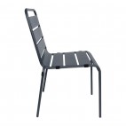 Chaise à lattes en acier, Bolero, grise, lot de 4