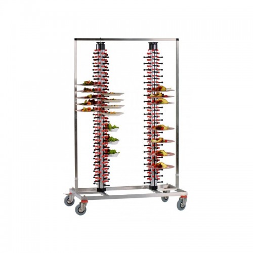 Chariot duo acier inoxydable 96 assiettes H 1380 mm Chariot duo acier inoxydable 96 assiettes H 1380 mm