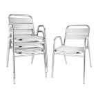 Fauteuils empilables avec accoudoirs Bolero, en aluminium