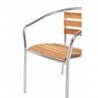 Fauteuils en frêne et aluminium Bolero, empilable, H 730 mm