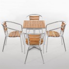 Fauteuils en frêne et aluminium Bolero, empilable, H 730 mm
