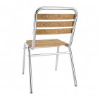 Chaises bistro frêne et aluminium Bolero, empilables