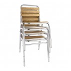 Chaises bistro frêne et aluminium Bolero, empilables