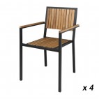 Fauteuils en acier et acacia Bolero, empilables, hauteur d'assise 450 mm, Lot de 4