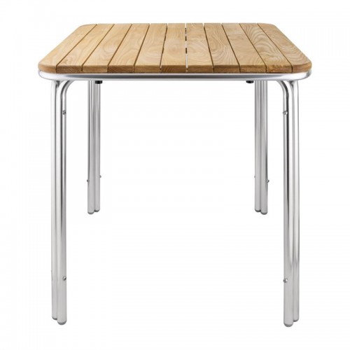 Table carrée en frêne et aluminium Bolero, 700 mm Table carrée en frêne et aluminium Bolero, 700 mm
