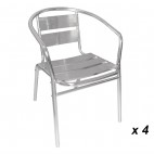 Fauteuils empilables Bolero, en aluminium, hauteur d'assise 450 mm, Lot de 4