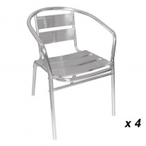 Fauteuils empilables Bolero, en aluminium, hauteur d'assise 450 mm, Lot de 4