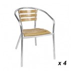 Fauteuils en frêne et aluminium empilable lot de 4