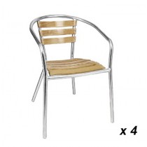 Fauteuils en frêne et aluminium empilable lot de 4