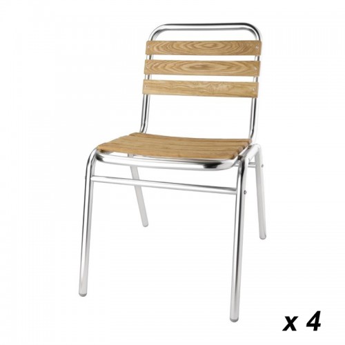 Chaises bistro frêne et aluminium Bolero, empilables, hauteur d'assise 435 mm, lot de 4 Chaises bistro frêne et aluminium Bolero, empilables, hauteur d'assise 435 mm, lot de 4