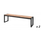 Bancs industriels Bolero, en acier et acacia, lot de 2