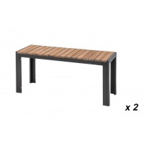 Bancs en acier et acacia Bolero, L 1000 mm, lot de 2