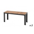 Bancs en acier et acacia Bolero, L 1000 mm, lot de 2