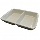 Plat rectangulaire en porcelaine 2 compartiments volume 2 x 400 ml