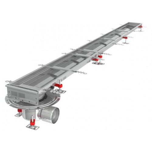 Caniveau Modul 200, sortie horizontale en bout, boitier 157/DN110, Longueur 3000 mm Caniveau Modul 200, sortie horizontale en bout, boitier 157/DN110, Longueur 3000 mm