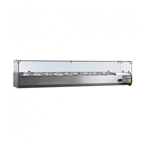 Vitrinette réfrigérée, 5 bacs GN 1/3 + 1 bac GN 1/2, 70 Kg Vitrinette réfrigérée, 5 bacs GN 1/3 + 1 bac GN 1/2, 70 Kg