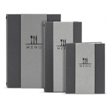 Protège menu effet tissu A4 gris 8 vues
