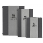 Protège menu effet tissu A4 gris 8 vues insert Pochette Classique PVC semi rigide