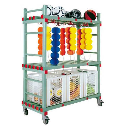 Chariot porte équipements combiné démontable, 3 niveaux Chariot porte équipements combiné démontable, 3 niveaux