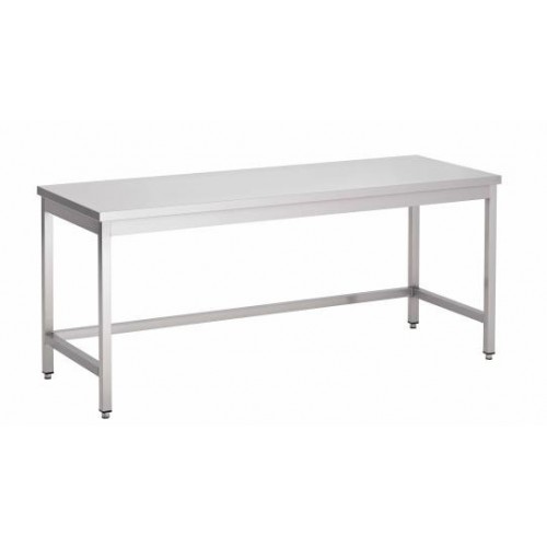 Table de travail sans sous-tablette inox barre de renfort au milieu L 1800 x P 700 x H 1000 mm TYPE 4 Table de travail sans sous-tablette inox barre de renfort au milieu L 1800 x P 700 x H 1000 mm TYPE 4