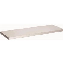 Tablette en inox 430 renforcé av. mélaminé 18 mm, bord arrière profilé, TYPE 4, L 1600 x P 750 x H 40 mm, sur mesure