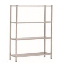 Rayonnage plein TYPE 4, tôle inox 430, L 1300 x P 300 x H 1800 mm, 4 niveaux, sur mesure