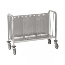 Chariot livré à plat avec séparations anti-chute, en acier inoxydable, largeur 450 mm
