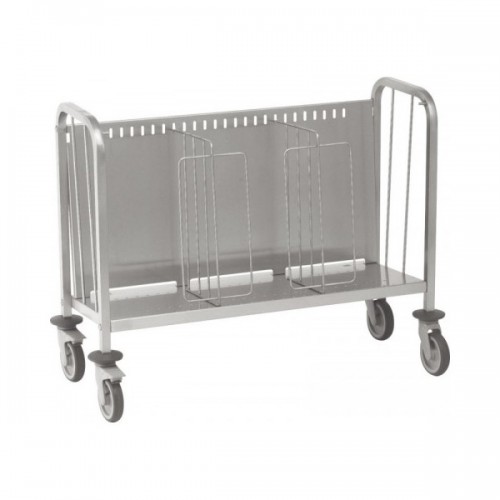 Chariot livré à plat avec séparations anti-chute acier inoxydable largeur 450 mm Chariot livré à plat avec séparations anti-chute acier inoxydable largeur 450 mm