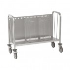 Chariot livré à plat avec séparations anti-chute, en acier inoxydable, largeur 450 mm