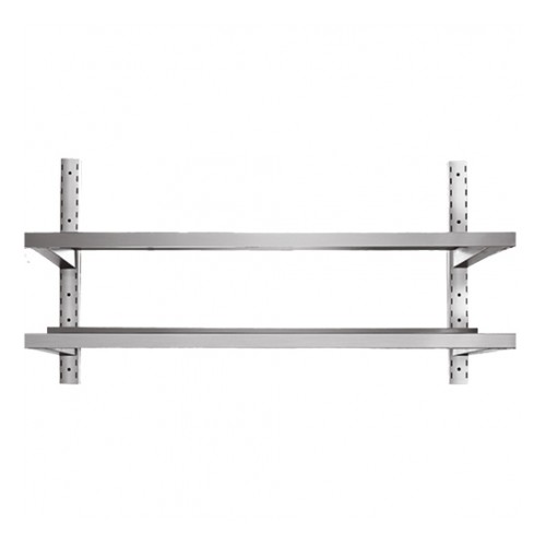 Étagère murale sur crémaillère 2 niveaux, inox AISI 201, profondeur 300 mm Étagère murale sur crémaillère 2 niveaux, inox AISI 201, profondeur 300 mm