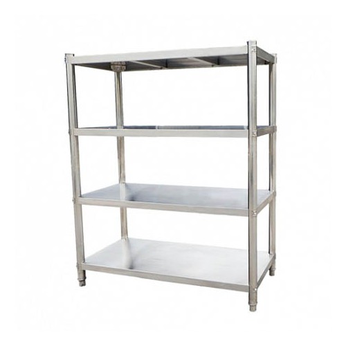 Rayonnage en inox AISI 201, 4 niveaux, P400 mm Rayonnage en inox AISI 201, 4 niveaux, P400 mm