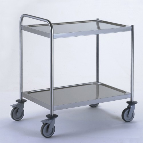 Chariot de service acier inoxydable avec 1 arceau 2 plateaux 800 x 530 mm Chariot de service acier inoxydable avec 1 arceau 2 plateaux 800 x 530 mm